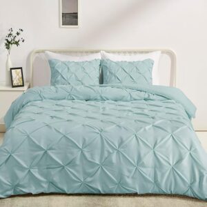 Amazon Basics Comforter Bedding Set Pinch Pleat Full/Queen Spa Blue