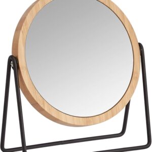Amazon Basics Vanity Round Tabletop Mirror with Bamboo Rim